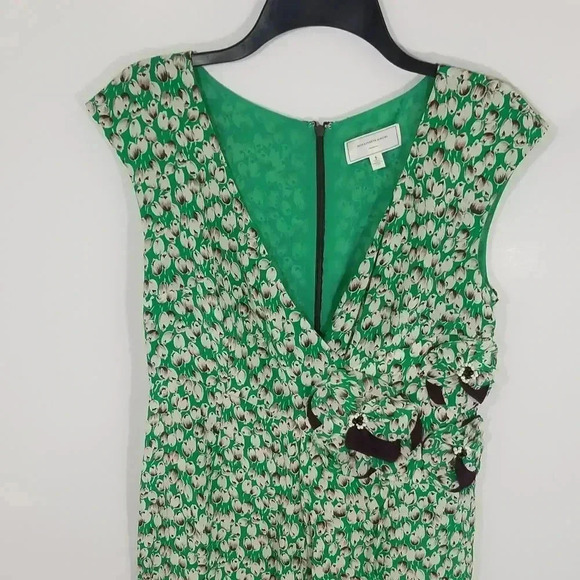 {Anthropologie} Moulinette Soeurs Green Silk Undercurrent Tulip Print Dress - Picture 6 of 14